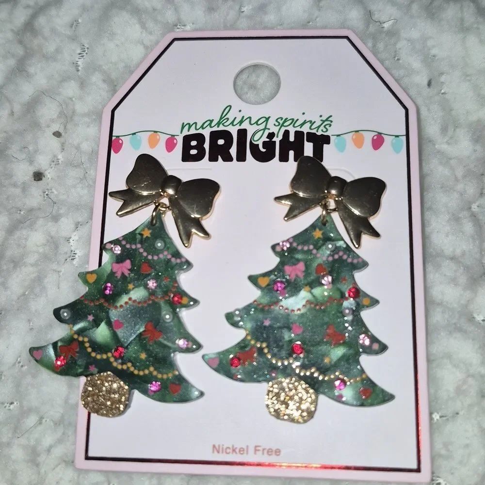 Christmas Tree Dangle Post Earrings - New